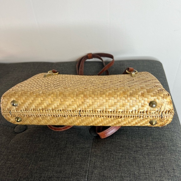 Vintage wicker bag with leather straps Woven Shoulder Bag - Picture 5 of 8